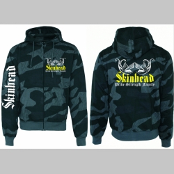 Skinhead - Pride, Strength, Family hrubá maskáčová mikina na zips s kapucou vzor Nightcamo-Nočný maskáč "Splinter"